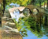William Merritt Chase Famous Paintings - Reflections aka Canal Scene